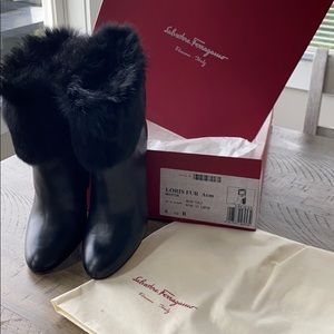 Ferragamo Loris Fur Ankle Booties